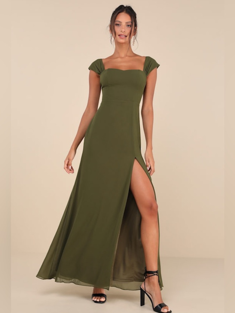 Lulus Olive Green Maxi Dress - M